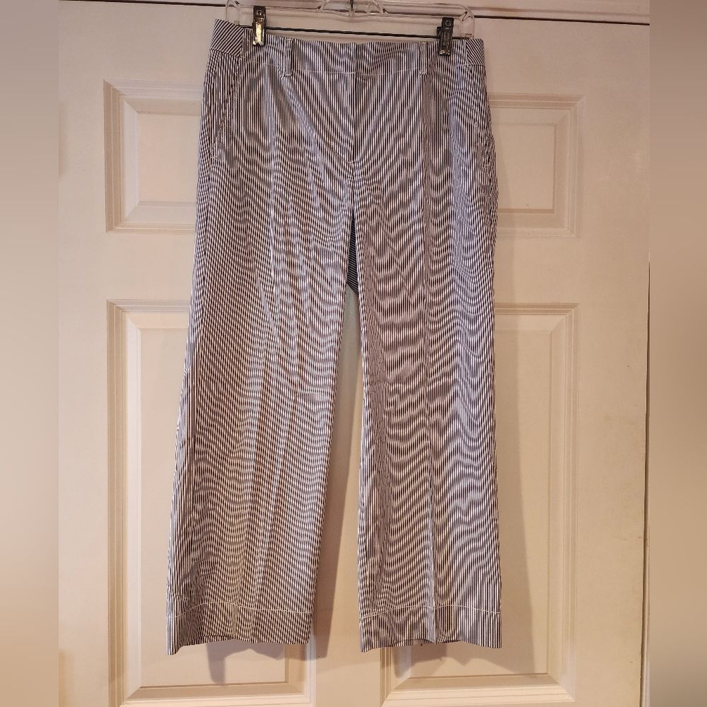 Talbots Chelsie blue and white striped cropped pants